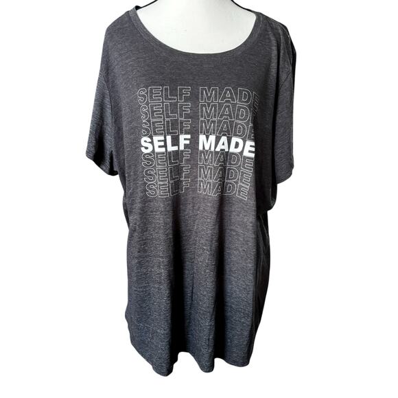 Torrid T Shirt Womens 4x Slim Fit Heathered Gray Self Made Print Crew Neck Top - Picture 1 of 9